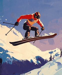 Cartoon Ski Jumping Diamond Painting