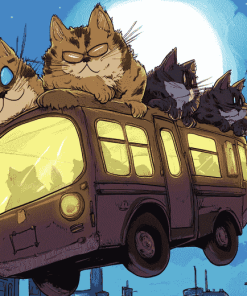 Cat Bus Adventures Diamond Painting