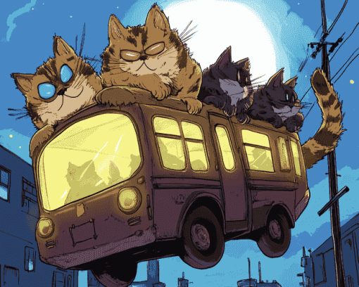 Cat Bus Adventures Diamond Painting