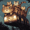 Cat Bus Fantasy Diamond Painting