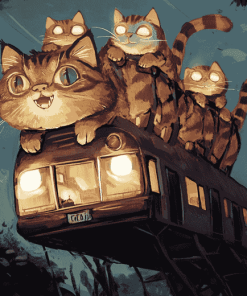 Cat Bus Fantasy Diamond Painting