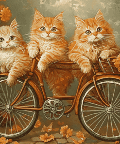 Cat Kittens Bicycle Diamond Painting