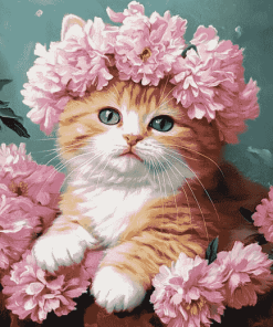 Cat and Floral Diamond Painting