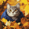 Cat and Leaves Diamond Painting