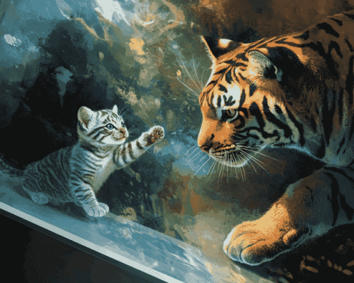 Cat and Tiger Animal Diamond Painting