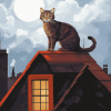 Cat on Roof Diamond Painting