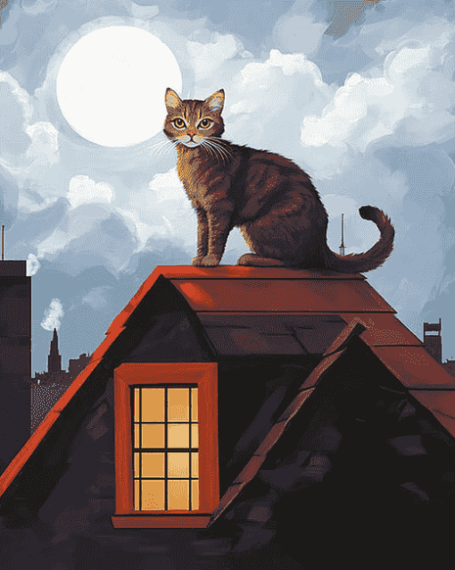 Cat on Roof Diamond Painting