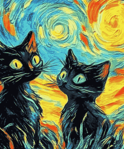 Cats Van Gogh Colorful Kittens Diamond Painting