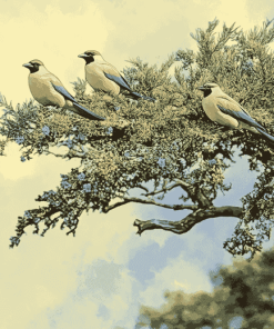 Cedar Tree with Birds Diamond Painting