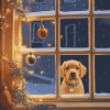 Christmas Puppies in Window Diamond Painting