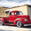 Classic Red Pickup Truck Diamond Painting