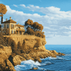 Cliffside Beach House Diamond Painting