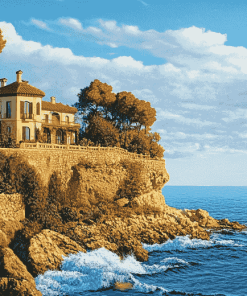 Cliffside Beach House Diamond Painting