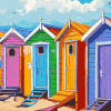 Colorful Cartoon Beach Huts Diamond Painting