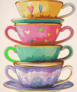 Colorful Cartoon Teacups Diamond Painting