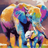 Colorful Elephant Family Diamond Painting