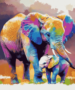 Colorful Elephant Family Diamond Painting