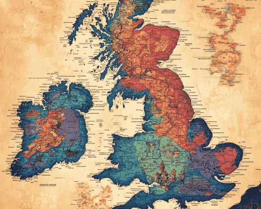 Colorful England Map Diamond Painting