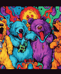 Colorful Grateful Dead Bears Diamond Painting