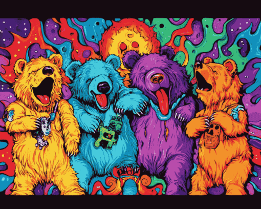 Colorful Grateful Dead Bears Diamond Painting