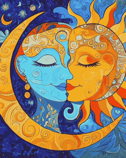 Colorful Moon and Sun Diamond Painting