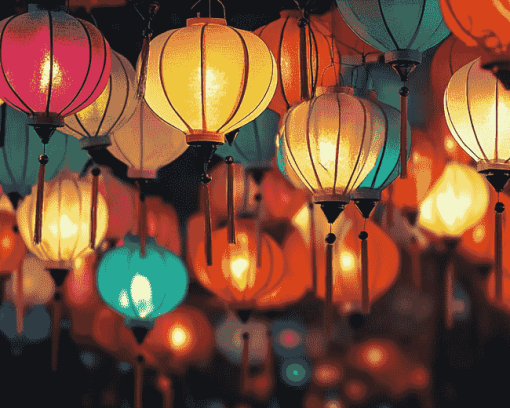 Colorful Paper Lantern Diamond Painting