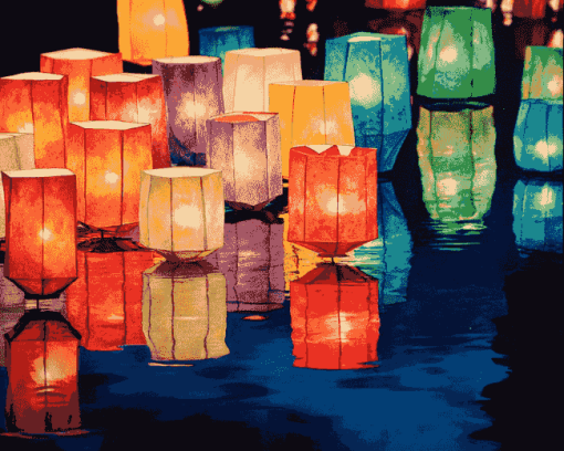 Colorful Paper Lanterns Diamond Painting