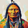 Colorful Sitting Bull Native Art Diamond Painting