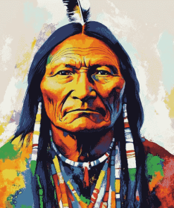 Colorful Sitting Bull Native Art Diamond Painting