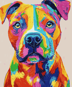 Colorful Staffy Puppy Diamond Painting