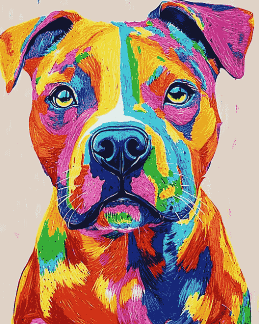 Colorful Staffy Puppy Diamond Painting