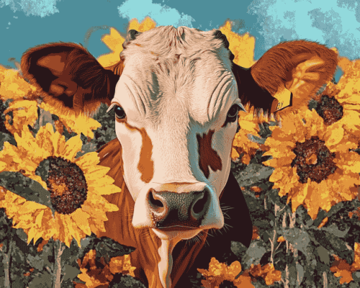 Cow and Sunflower Bliss Diamond Painting