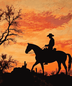 Cowboy Silhouette in Arizona Sunset Diamond Painting