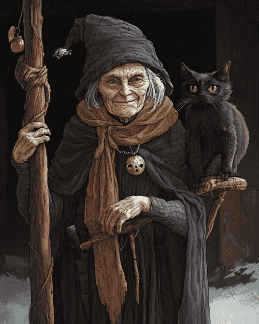 Crone Cat Fantasy Diamond Painting