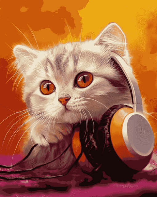 Cute Kitty Music Session Diamond Painting