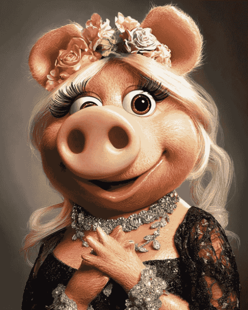 Cute Miss Piggy Cartoon Diamond Painting