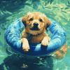 Cute Puppy By The Pool Diamond Painting