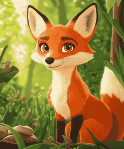 Cute Red Fox Animation Diamond Painting