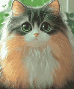 Cute Semi Longhair Cat Diamond Painting