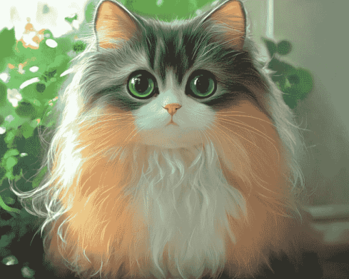 Cute Semi Longhair Cat Diamond Painting