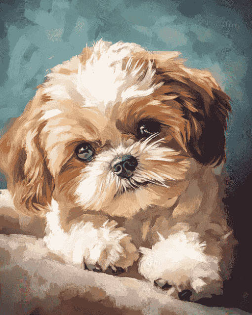 Cute Shihpoo Puppy Diamond Painting