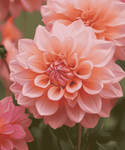 Dahlia Coral Blossoms Diamond Painting