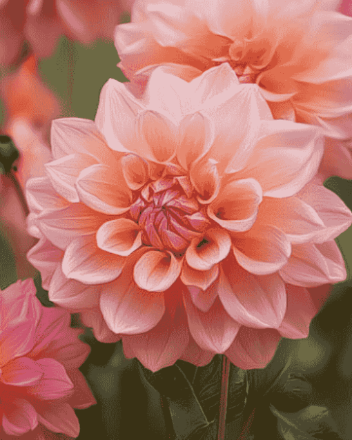 Dahlia Coral Blossoms Diamond Painting