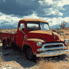 Desert Old Red Truck Diamond Painting