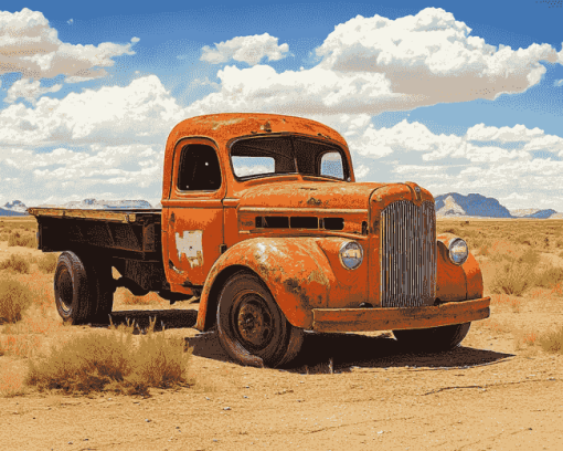 Desert Old Truck Scene Diamond Painting