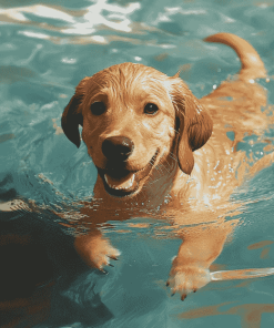 Dog in Water Diamond Painting