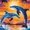 Dolphins and Sunset Diamond Painting