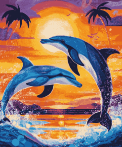 Dolphins and Sunset Diamond Painting