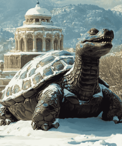 Dragon Turtle Statue in Winter Diamond Painting