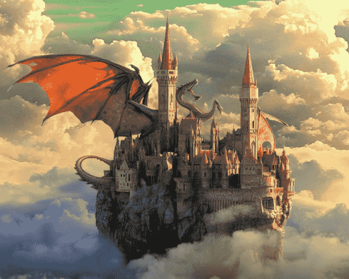 Dragon and Castle Fantasy Diamond Painting